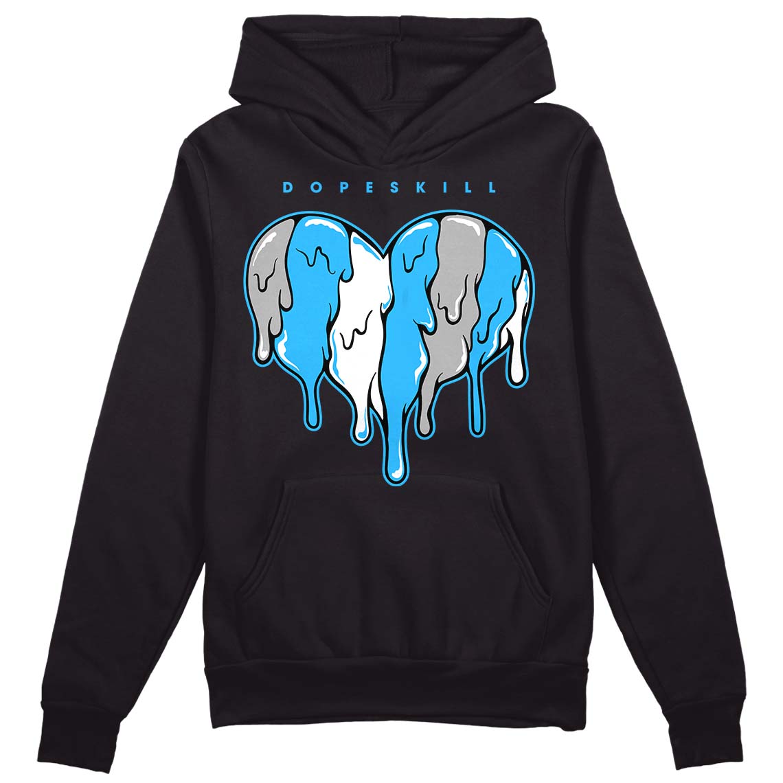 Jordan 2 Low "University Blue" DopeSkill Hoodie Sweatshirt Slime Drip Heart Graphic Streetwear - Black