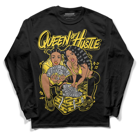 Jordan 4 Tour Yellow Thunder DopeSkill Long Sleeve T-Shirt Queen Of Hustle Graphic Streetwear - Black