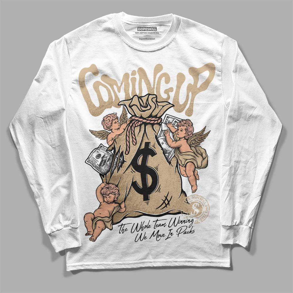 TAN Sneakers DopeSkill Long Sleeve T-Shirt Money Bag Coming Up Graphic Streetwear  - White 