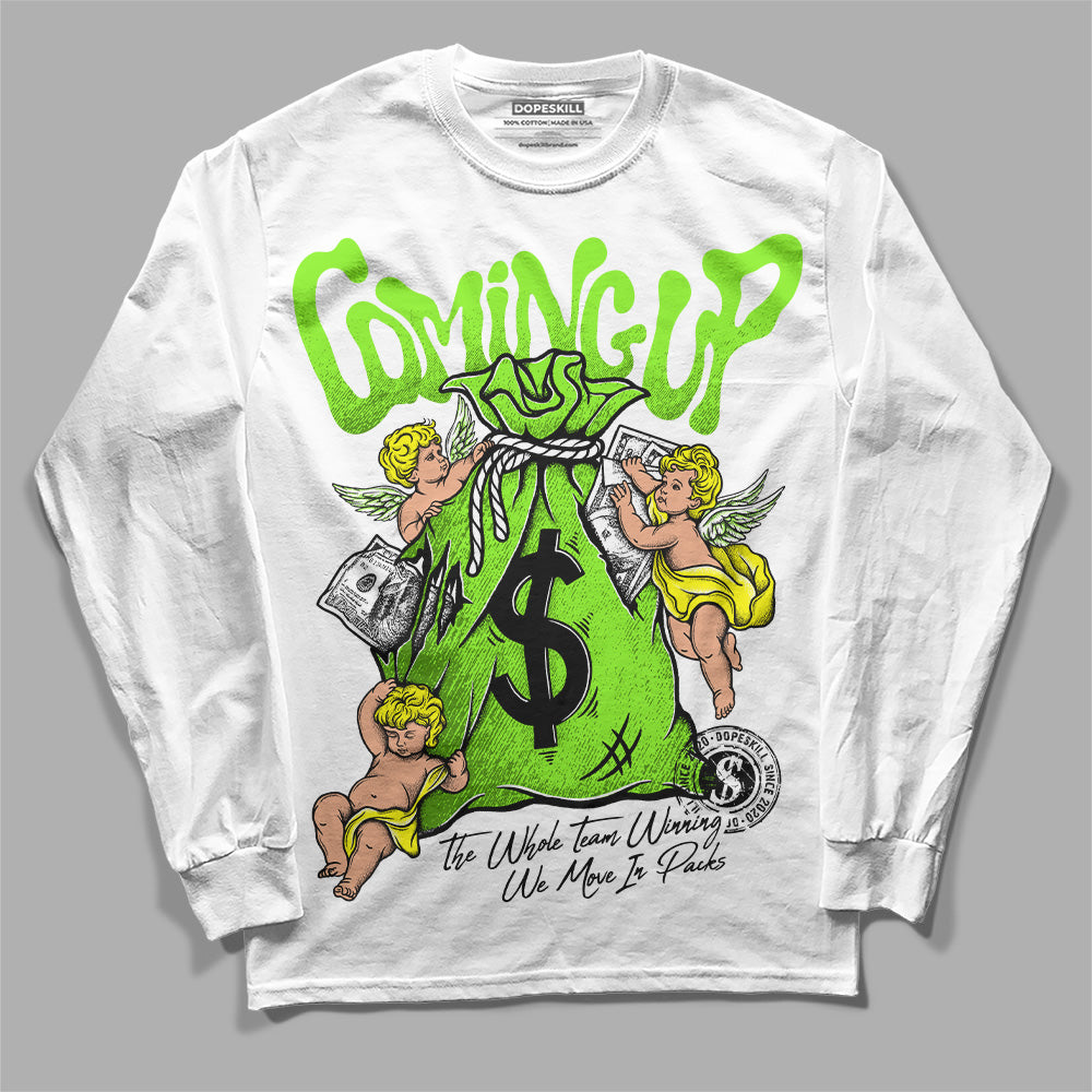 Neon Green Sneakers DopeSkill Long Sleeve T-Shirt Money Bag Coming Up Graphic Streetwear - White 