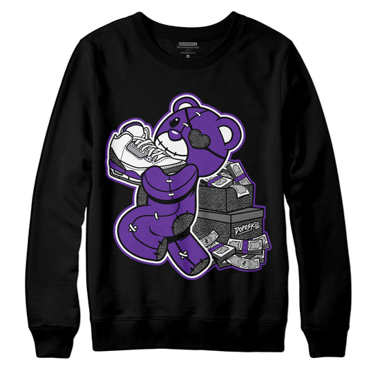 Jordan 3 Retro Dark Iris DopeSkill Sweatshirt Bear Steals Sneaker Graphic Streetwear - Black