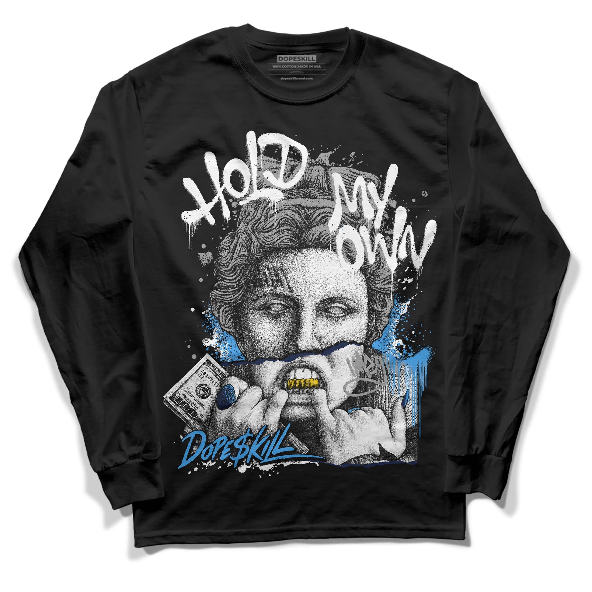 Jordan 3 "Midnight Navy" DopeSkill Long Sleeve T-Shirt Hold My Own Graphic Streetwear - Black