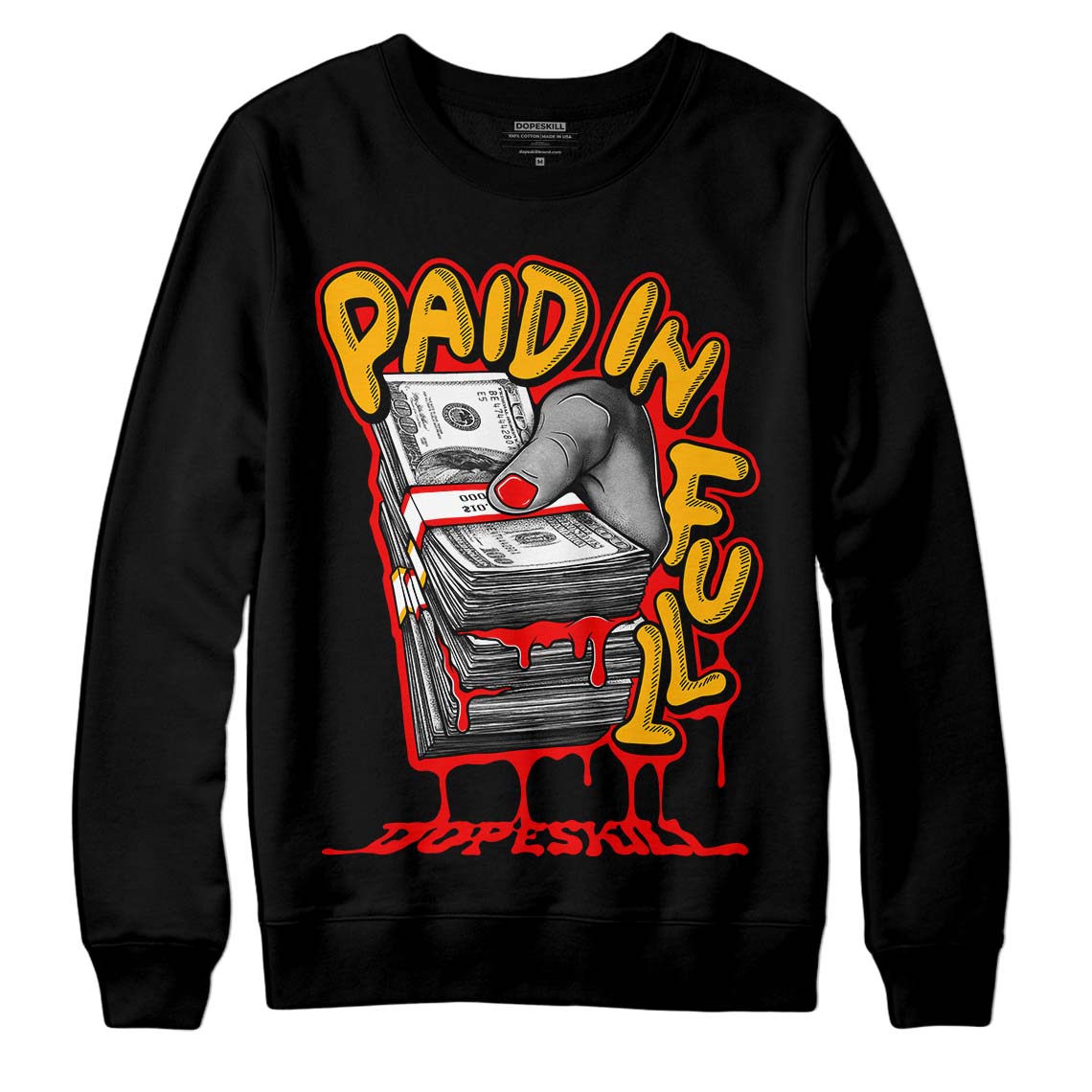 Red Sneakers DopeSkill Sweatshirt Paid In Full Graphic Streetwear - Black