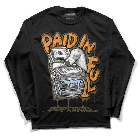 Jordan 5 "Olive" DopeSkill Long Sleeve T-Shirt Paid In Full Graphic Streetwear - Black