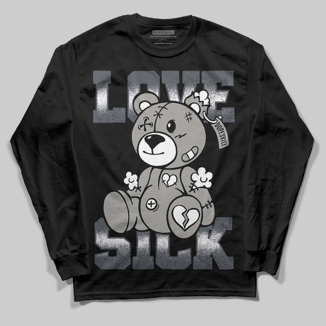 Jordan 11 Cool Grey DopeSkill Long Sleeve T-Shirt Love Sick Graphic Streetwear - Black