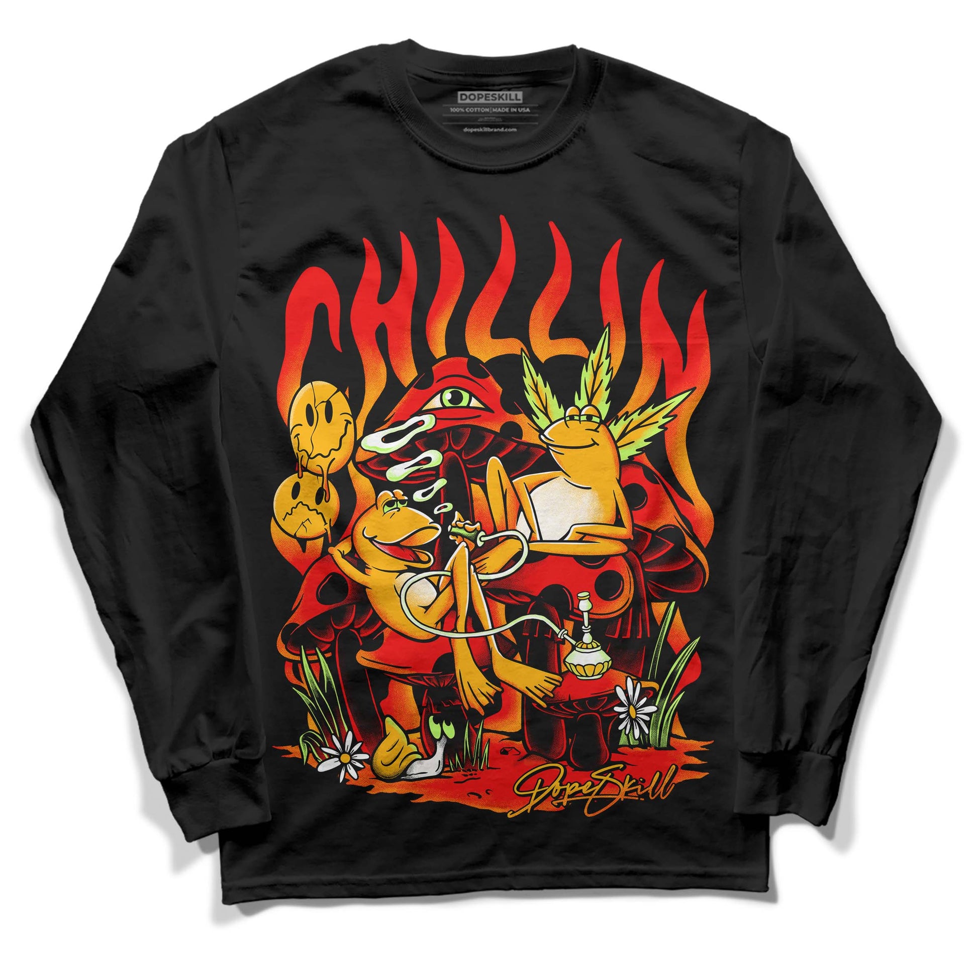 Red Sneakers DopeSkill Long Sleeve T-Shirt Chillin Graphic Streetwear - Black