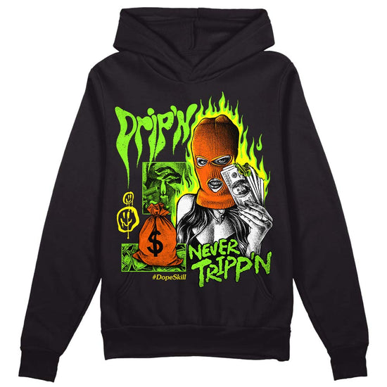 Neon Green Sneakers DopeSkill Hoodie Sweatshirt Drip'n Never Tripp'n Graphic Streetwear - Black