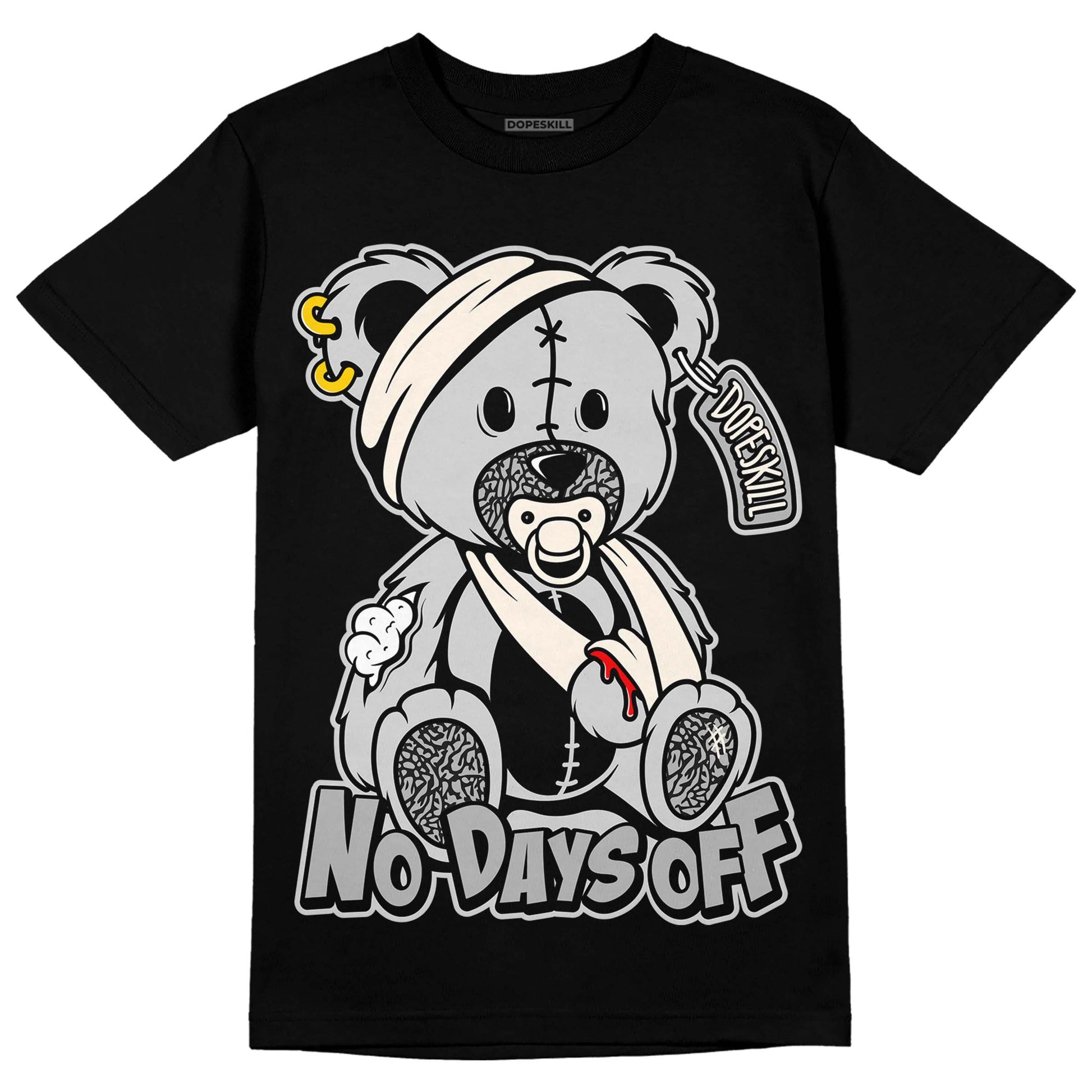 Jordan 3 “Off Noir” DopeSkill T-Shirt Hurt Bear Graphic Streetwear - Black