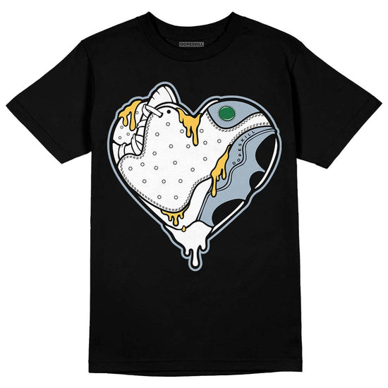 Jordan 13 “Blue Grey” DopeSkill T-Shirt Heart Jordan 13 Graphic Streetwear - Black