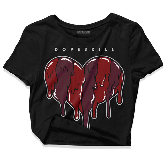 Jordan 5 Retro Burgundy (2023) DopeSkill Women's Crop Top Slime Drip Heart Graphic Streetwear - Black