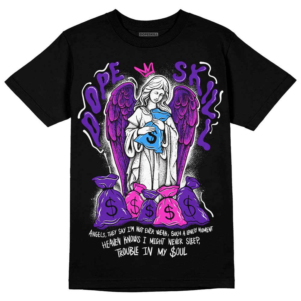 Dunk Low Championship Court Purple DopeSkill T-Shirt Angels Graphic Streetwear - Black