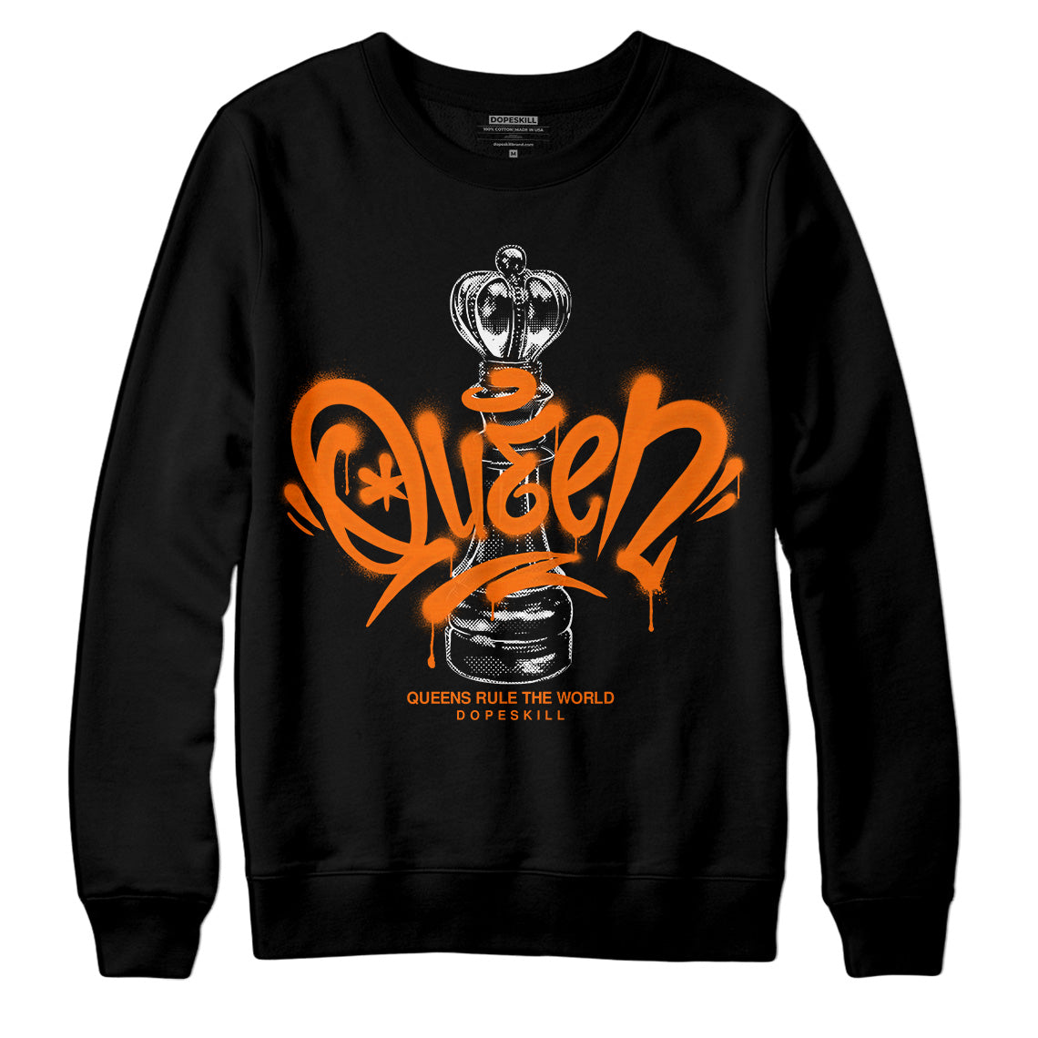 Orange, Black & White Sneakers DopeSkill Sweatshirt Queen Chess Graphic Streetwear - Black