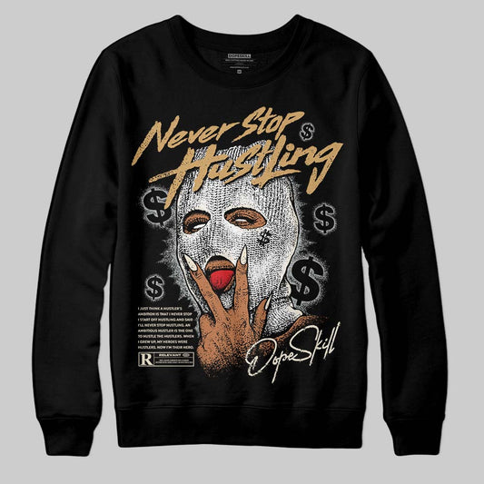 Jordan 5 Retro Reverse Metallic DopeSkill Sweatshirt Never Stop Hustling Graphic Streetwear - Black