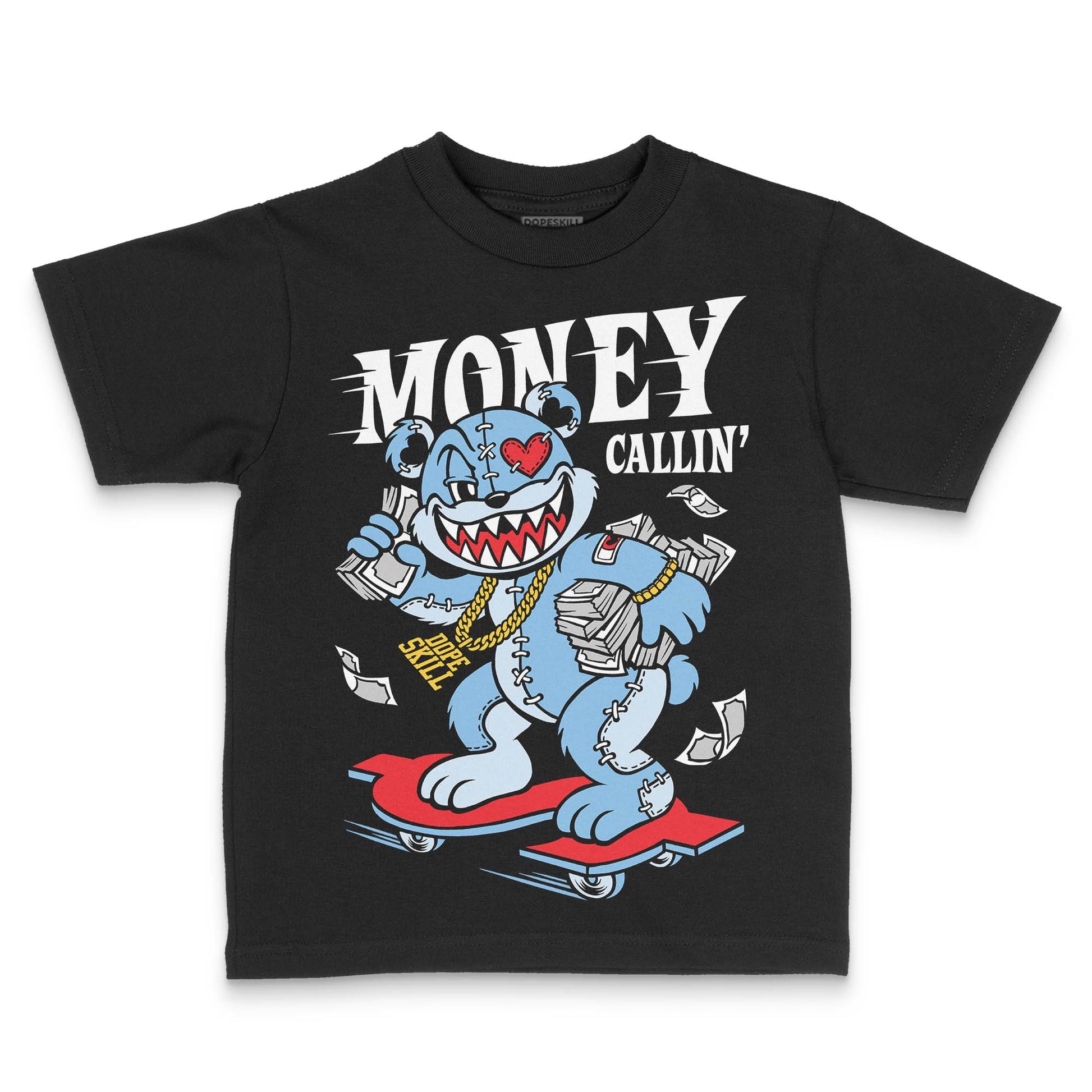 University Blue Sneakers DopeSkill Toddler Kids T-shirt Money Callin' Graphic Streetwear - Black