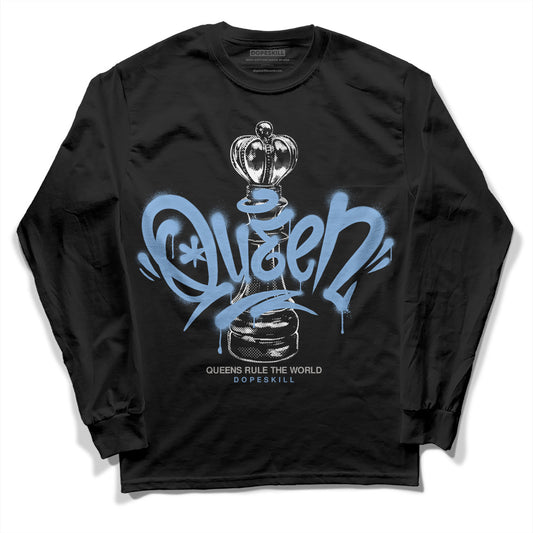 Jordan 5 Retro University Blue DopeSkill Long Sleeve T-Shirt Queen Chess Graphic Streetwear - Black