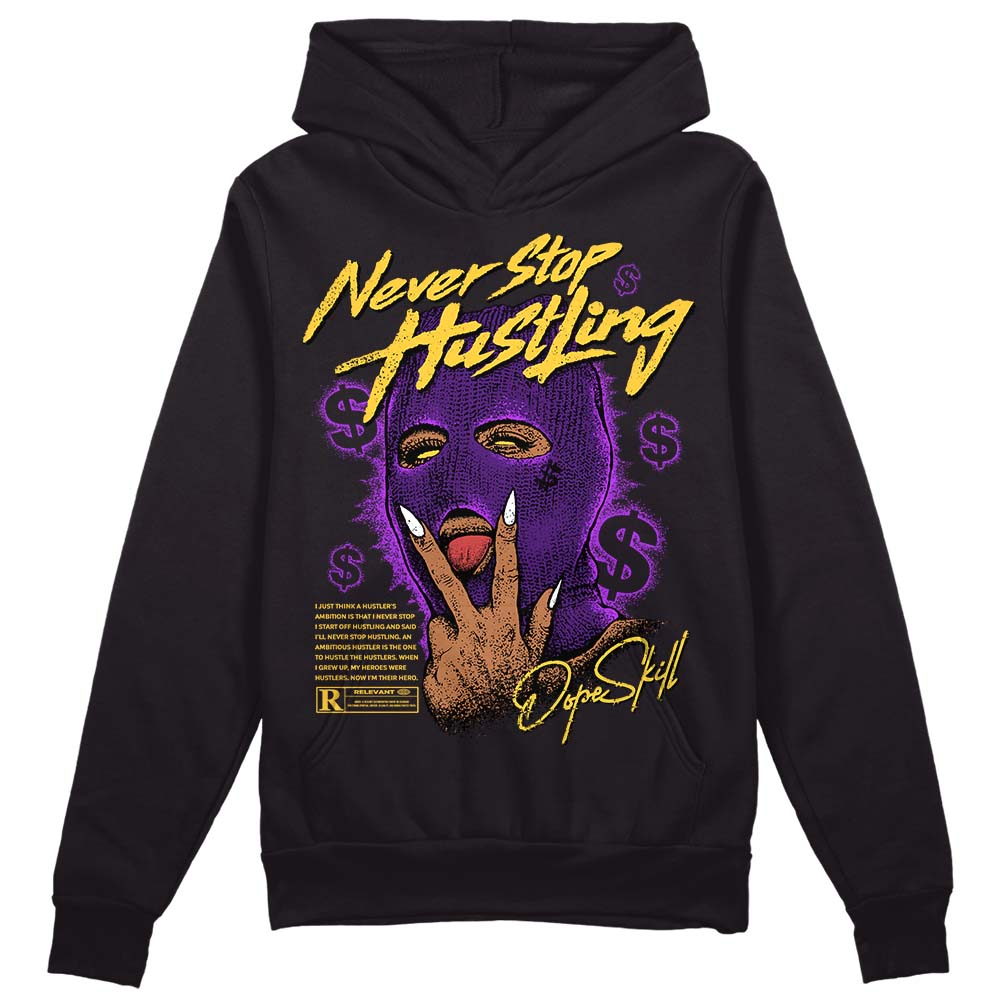 Jordan 12 "Field Purple" DopeSkill Hoodie Sweatshirt Never Stop Hustling Graphic Streetwear - Black