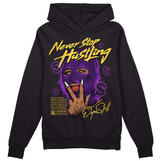 Jordan 12 "Field Purple" DopeSkill Hoodie Sweatshirt Never Stop Hustling Graphic Streetwear - Black