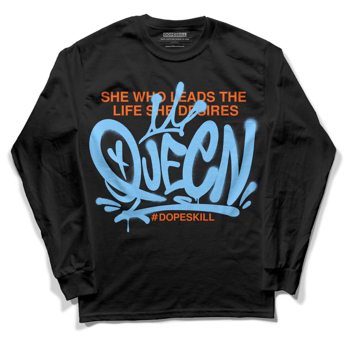 Dunk Low Futura University Blue DopeSkill Long Sleeve T-Shirt Queen Graphic Streetwear - Black