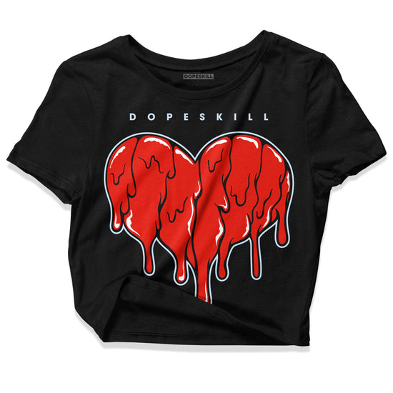 Jordan 6 Retro Toro Bravo DopeSkill Women's Crop Top Slime Drip Heart Graphic Streetwear - Black