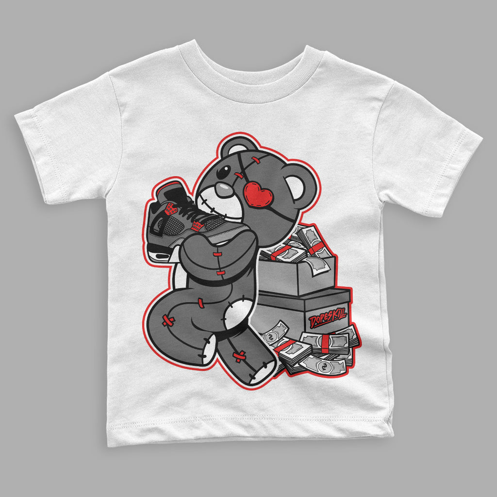 Jordan 4 Infrared DopeSkill Toddler Kids T-shirt Bear Steals Sneaker Graphic Streetwear - White 