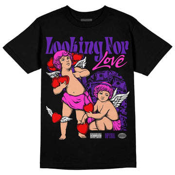 Jordan 13 Court Purple DopeSkill T-Shirt Looking For Love Graphic Streetwear - Black