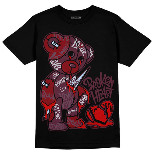 Jordan 5 Retro Burgundy (2023) DopeSkill T-Shirt Broken Heart Graphic Streetwear - Black