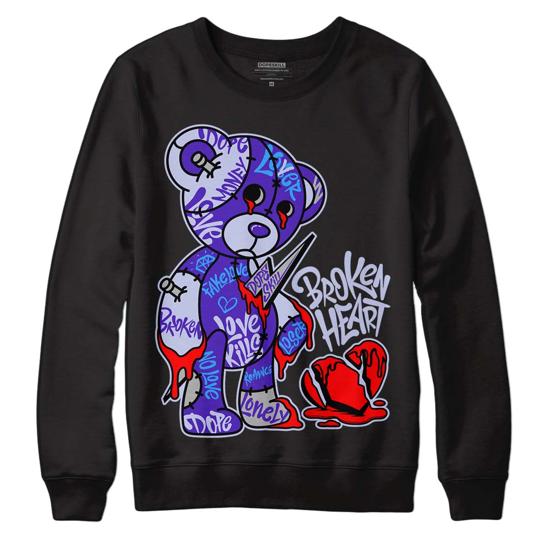 Jordan 5 Retro Dark Concord DopeSkill Sweatshirt Broken Heart Graphic Streetwear - Black