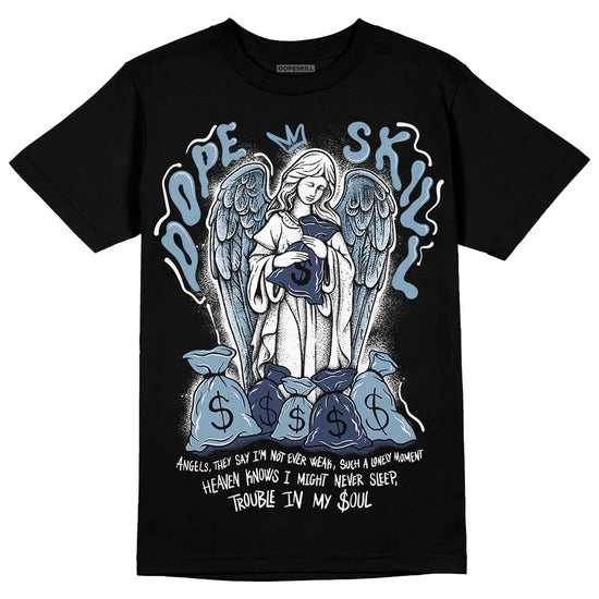 Jordan 1 Mid Diffused Blue DopeSkill T-Shirt Angels Graphic Streetwear - Black