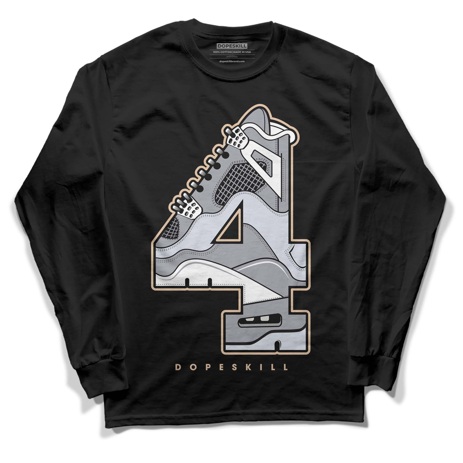 Jordan 4 Retro Frozen Moments DopeSkill Long Sleeve T-Shirt No.4 Graphic Streetwear - Black 