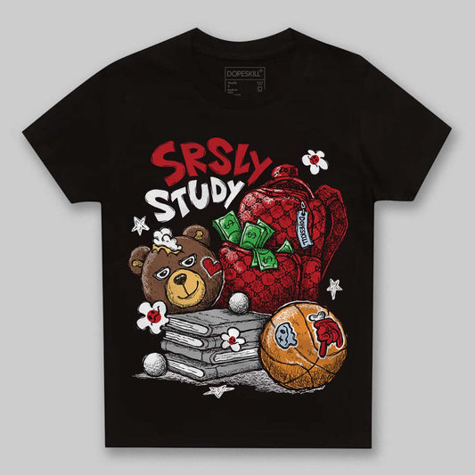 Jordan 5 Retro Fire Red Black Tongue (2025) DopeSkill Toddler Kids T-shirt SRSLY Study Graphic Streetwear - Black