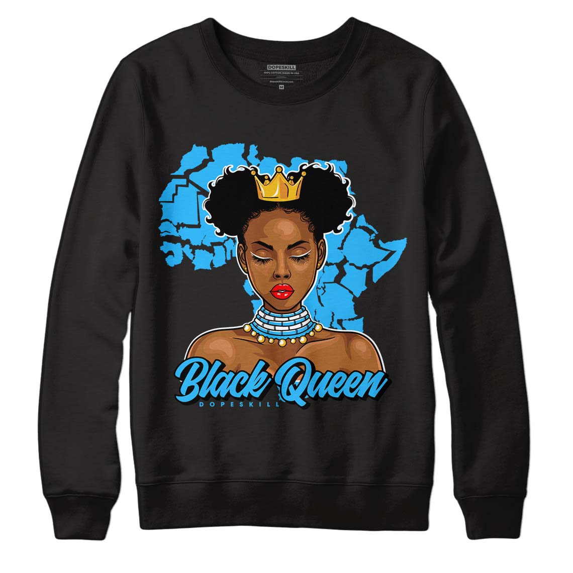 Jordan 1 High Retro OG “University Blue” DopeSkill Sweatshirt Black Queen Graphic Streetwear - Black