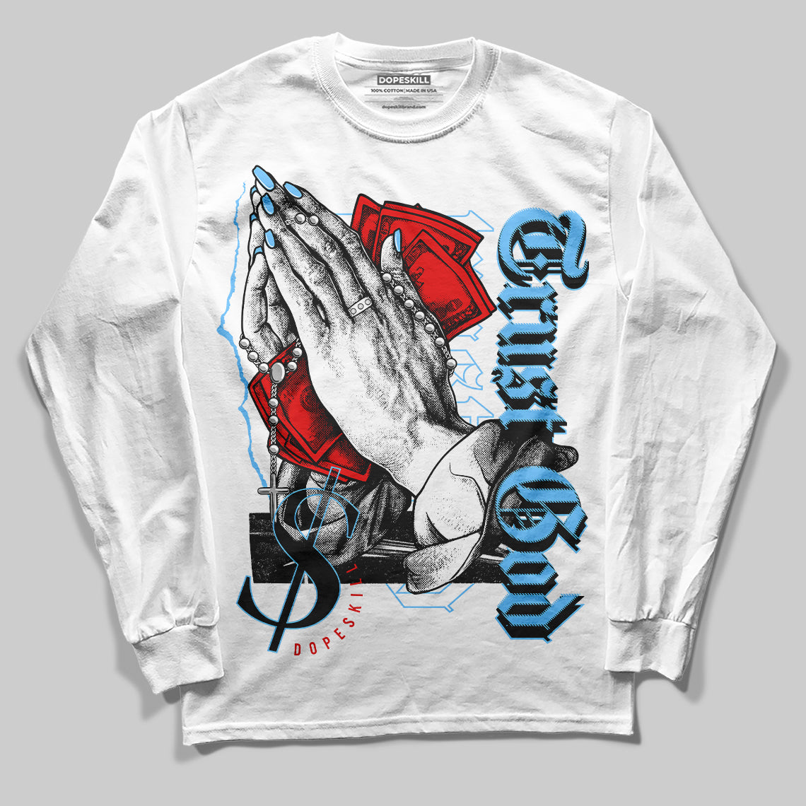 Travis Scott x Jordan 4 Retro 'Cactus Jack' DopeSkill Long Sleeve T-Shirt Trust God Graphic Streetwear - White