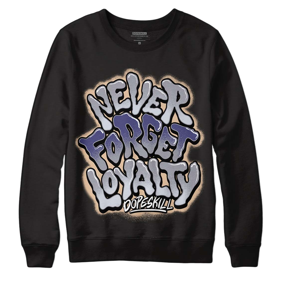 Jordan 4 Retro Frozen Moments DopeSkill Sweatshirt Never Forget Loyalty Graphic Streetwear - Black 