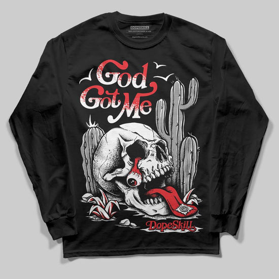 Black and White Sneakers DopeSkill Long Sleeve T-Shirt God Got Me Graphic Streetwear - Black