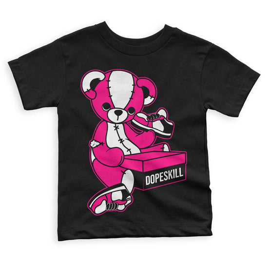 Jordan 1 Low GS “Fierce Pink” Dopeskill Toddler Kids T-shirt Sneakerhead BEAR Graphic Streetwear - Black