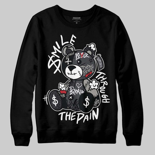 Jordan 3 Retro Black Cat DopeSkill Sweatshirt Smile Through The Pain Graphic Streetwear - Black