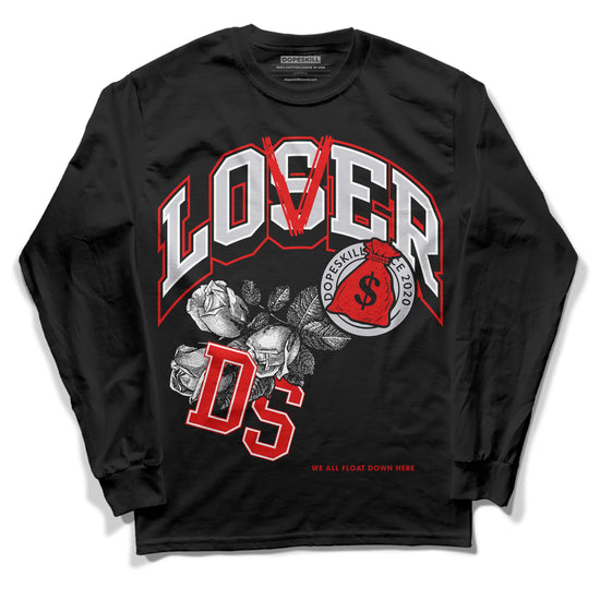 Jordan 4 Retro Red Cement DopeSkill Long Sleeve T-Shirt Loser Lover Graphic Streetwear - Black