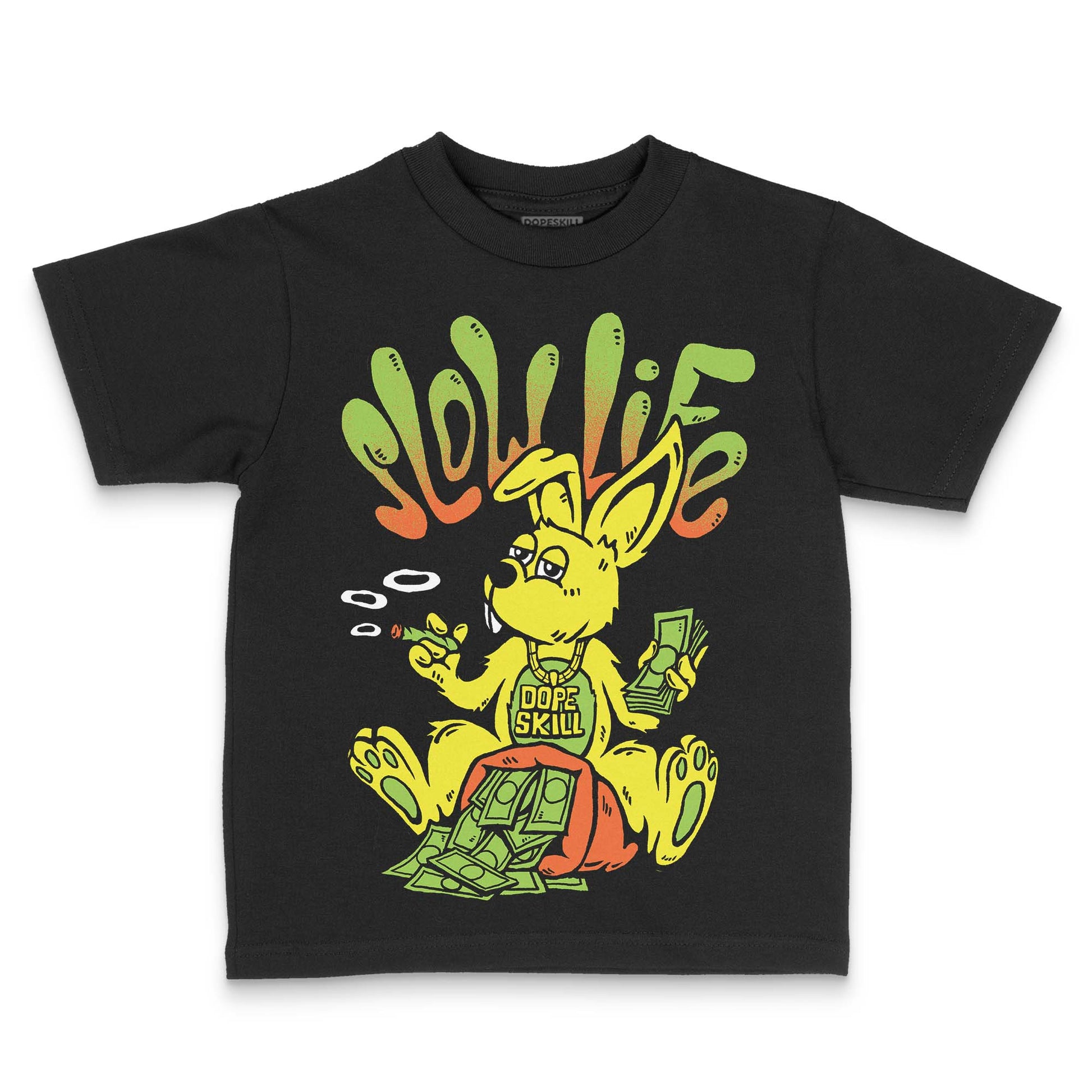 Neon Green Sneakers DopeSkill Toddler Kids T-shirt Slow Life Graphic Streetwear - Black