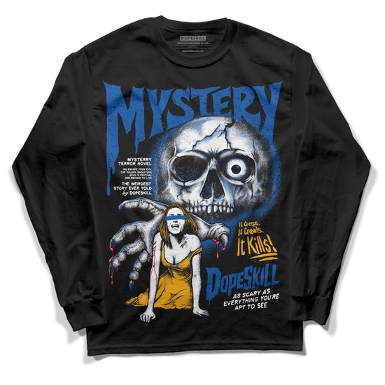 Dunk Blue Jay and University Gold DopeSkill Long Sleeve T-Shirt Mystery Ghostly Grasp Graphic Streetwear - Black