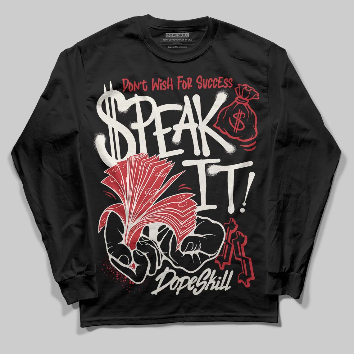 Jordan 4 “Flight Club” DopeSkill Long Sleeve T-Shirt Speak It Graphic Streetwear - Black