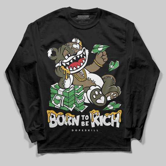 Adidas Samba OG Focus Olive Gum DopeSkill Long Sleeve T-Shirt Born To Be Rich Graphic Streetwear - Black