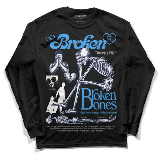 Jordan Spiz’ike Low “White/Obsidian” DopeSkill Long Sleeve T-Shirt Broken Bones Graphic Streetwear - Black