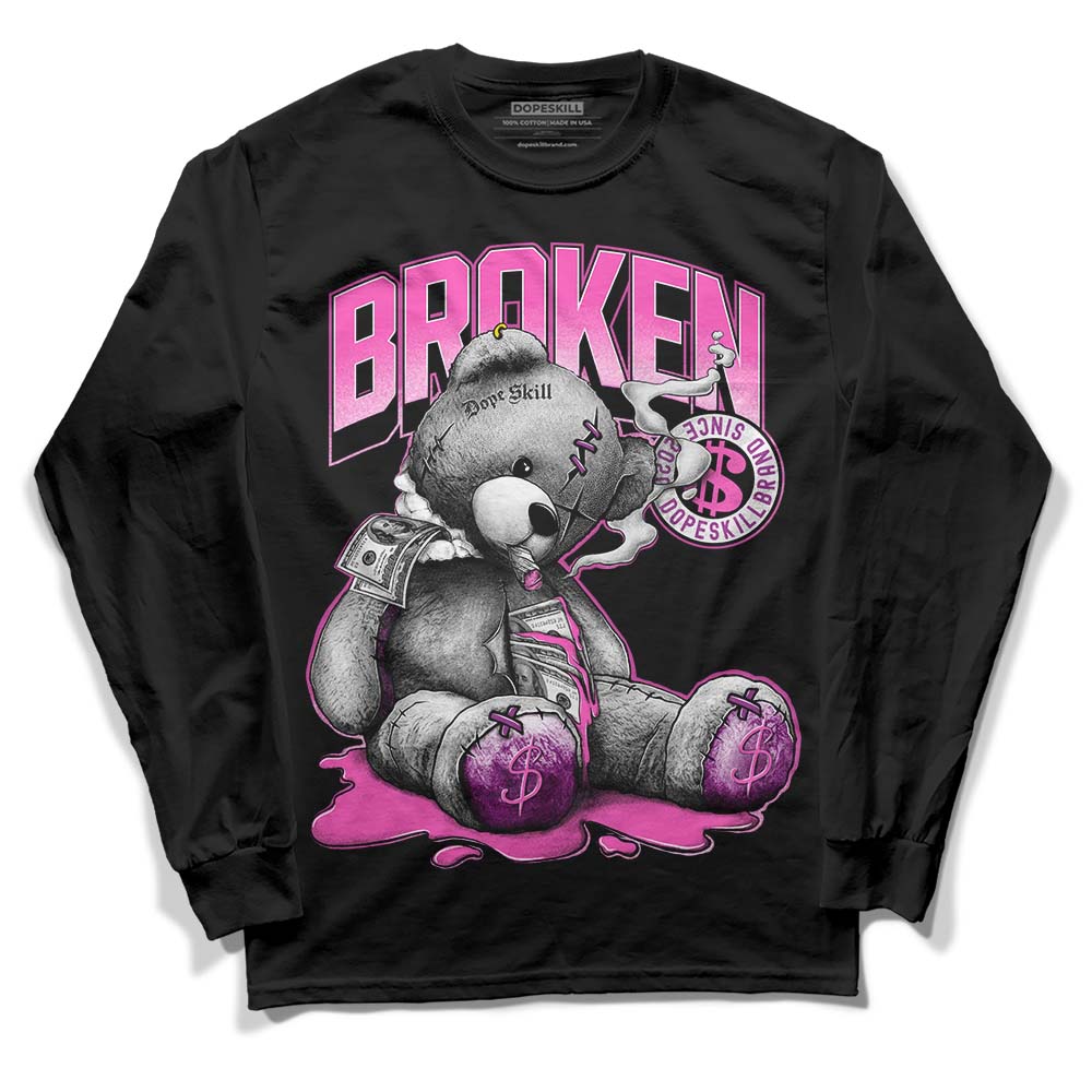 Jordan 4 GS “Hyper Violet” DopeSkill Long Sleeve T-Shirt Sick Bear Graphic Streetwear - Black