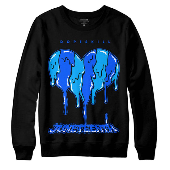 Royal Blue Sneakers DopeSkill Sweatshirt Juneteenth Heart Graphic Streetwear - Black