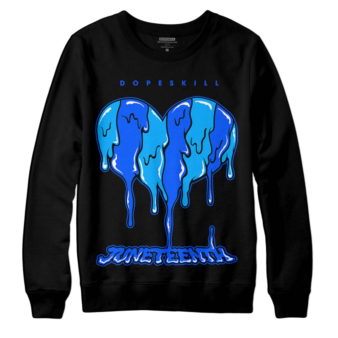 Royal Blue Sneakers DopeSkill Sweatshirt Juneteenth Heart Graphic Streetwear - Black