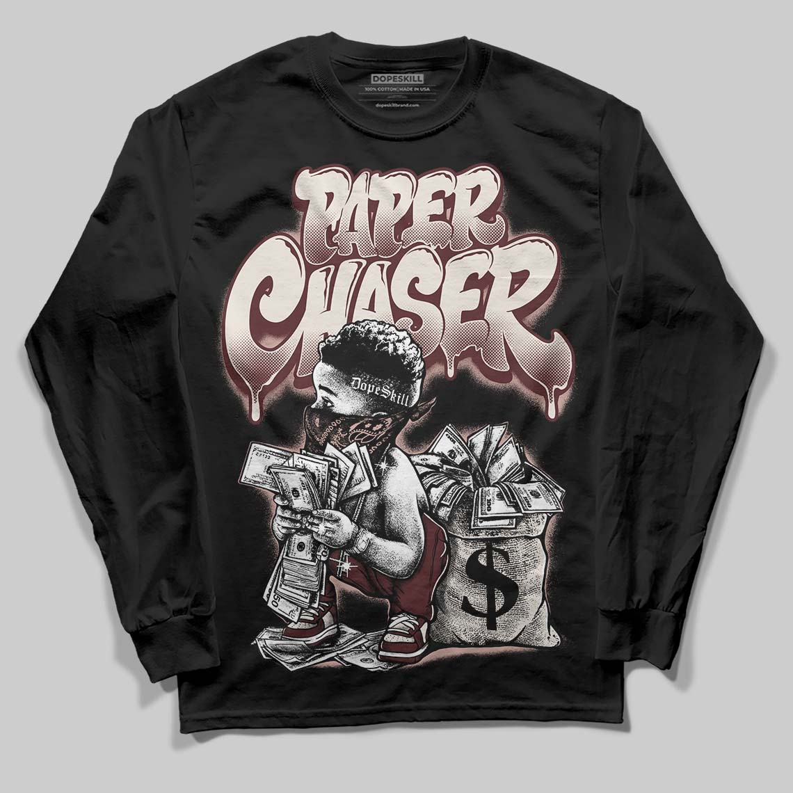 Jordan 11 “China” DopeSkill Long Sleeve T-Shirt Paper Chaser Boy Graphic Streetwear - Black