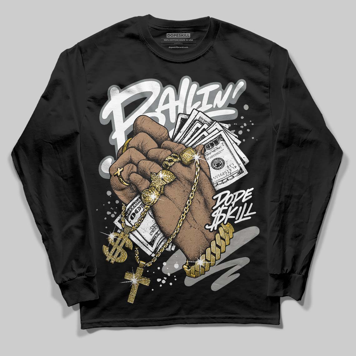 Jordan 9 Cool Grey DopeSkill Long Sleeve T-Shirt Always Ballin' Graphic Streetwear - Black