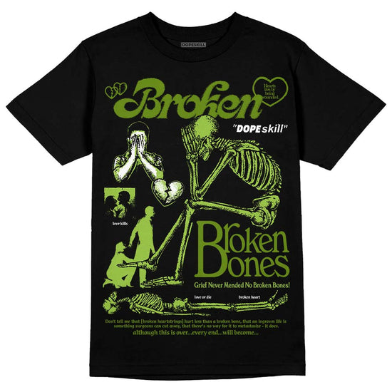 SB Dunk Low Chlorophyll DopeSkill T-Shirt Broken Bones Graphic Streetwear - Black