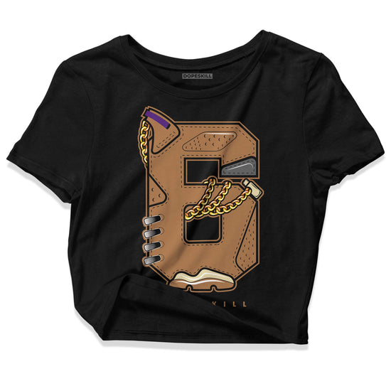 Jordan 6 WMNS Gore-Tex Brown Kelp DopeSkill Women's Crop Top No.6 Graphic Streetwear - Black