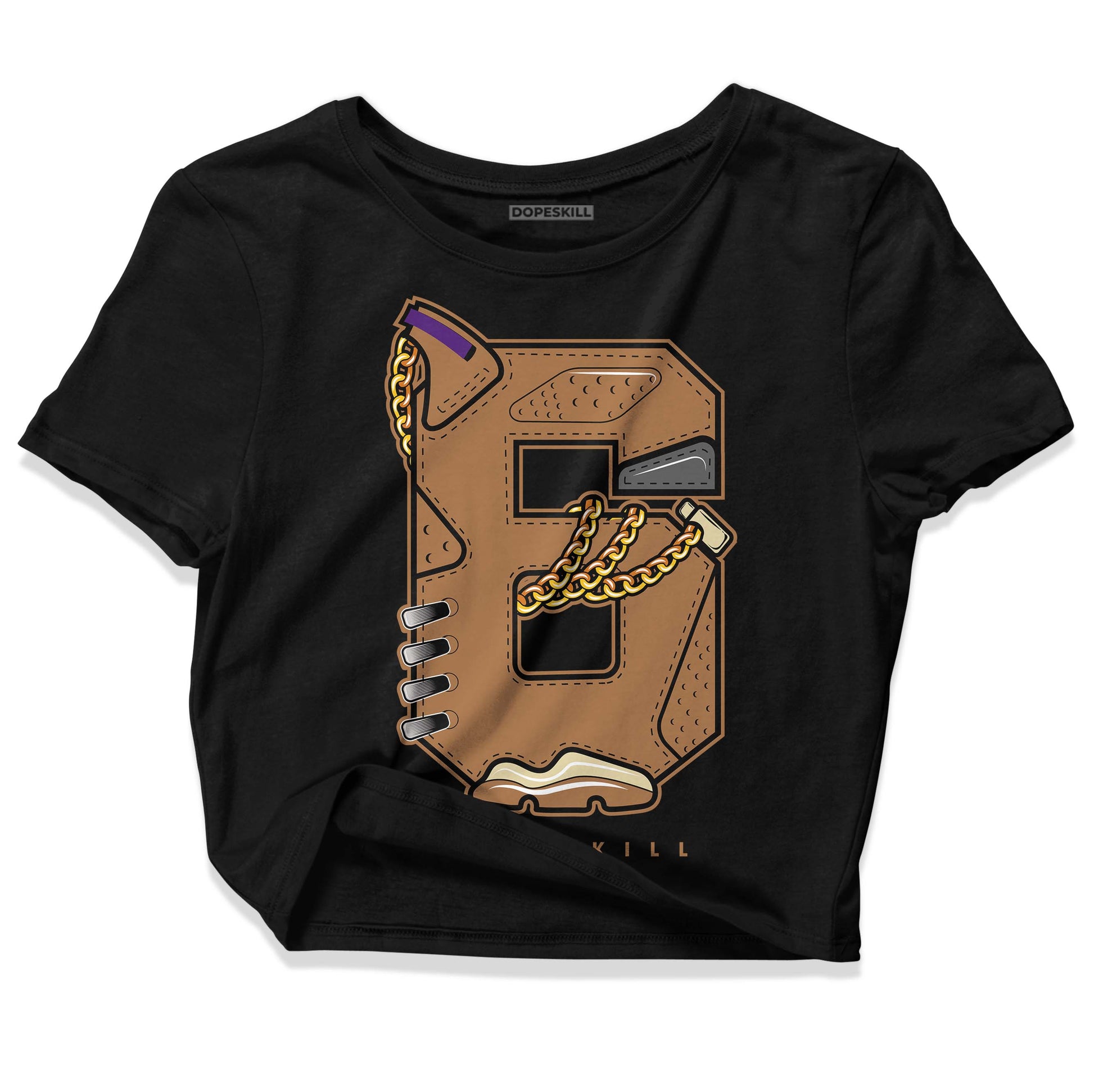 Jordan 6 WMNS Gore-Tex Brown Kelp DopeSkill Women's Crop Top No.6 Graphic Streetwear - Black